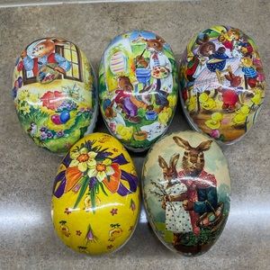 5 German-made Paper Mache easter eggs by Nestler